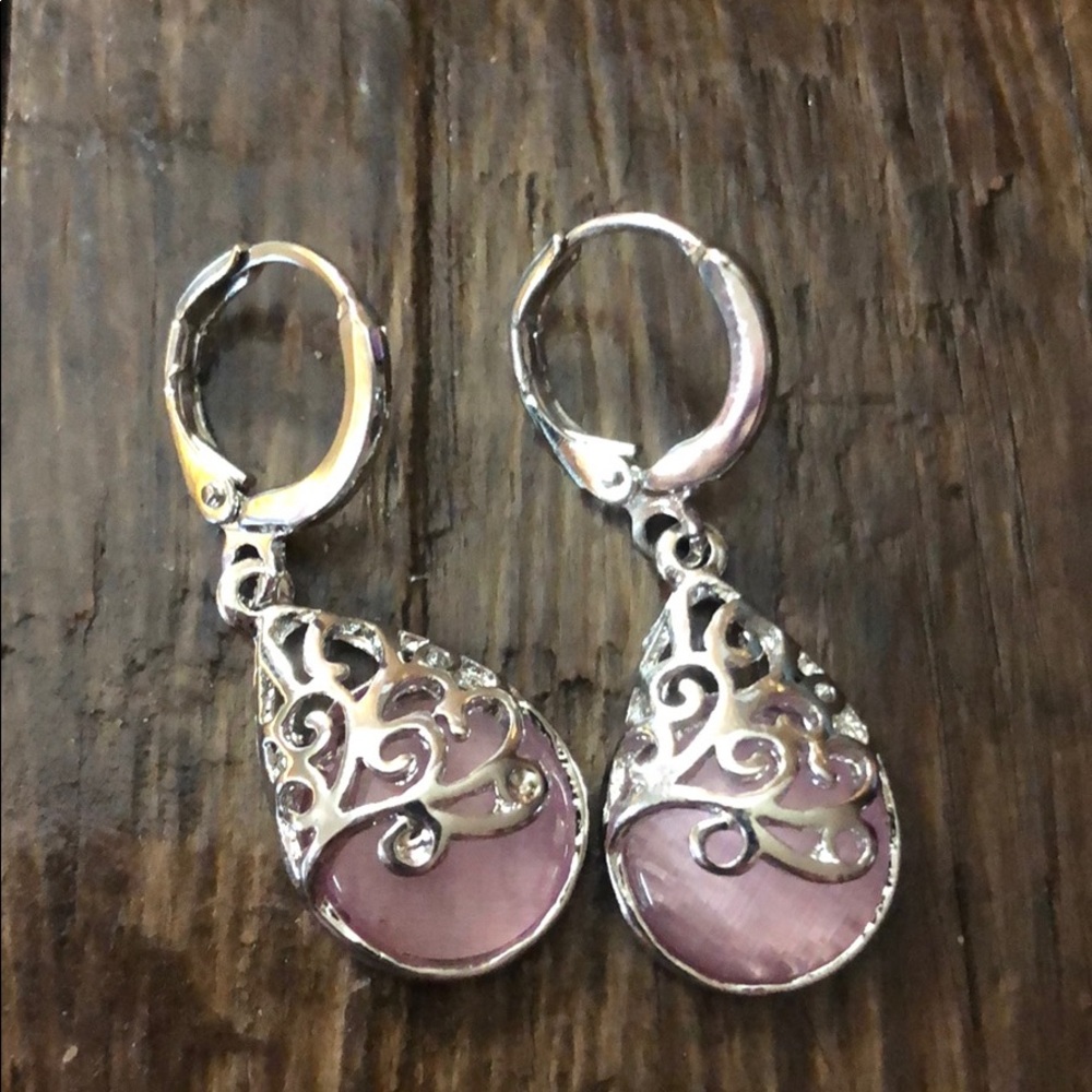 Silver and Pink Fashion Earrings lovely design - Picture 6 of 6